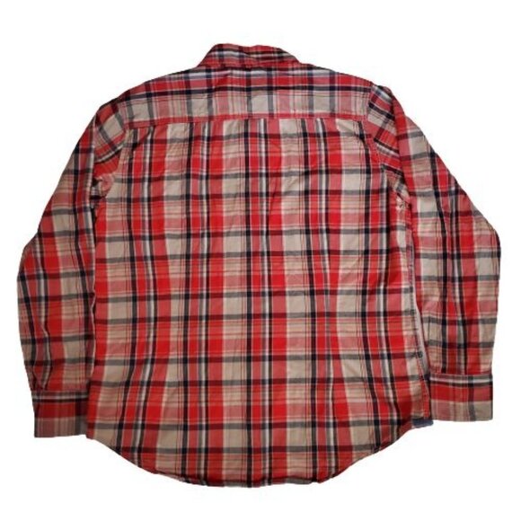 Paper Denim & Cloth Men's Red Plaid Snap Button Long Sleeve Shirt Size Large - Picture 2 of 12